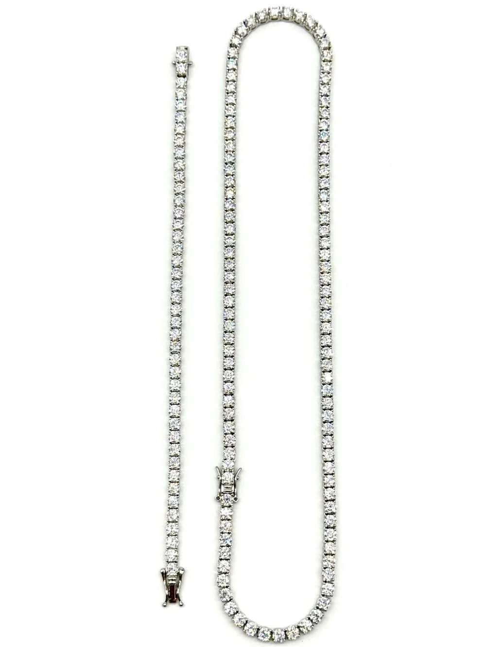 925 Silver, 4mm Moissanite Tennis Chain & Bracelet Set
